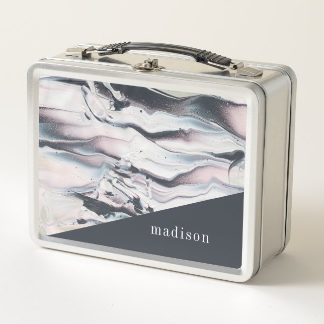 Add Your Name | Marbling V Crop Metal Lunch Box (Front)