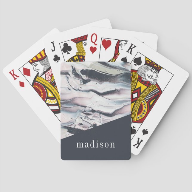 Add Your Name | Marbling V Crop Playing Cards (Back)