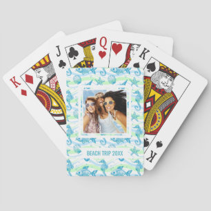 Add Your Name   Marine Sketch Pattern Playing Cards