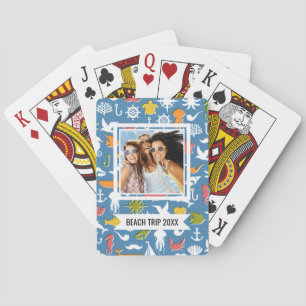 Add Your Name Marine Symbols Pattern Playing Cards