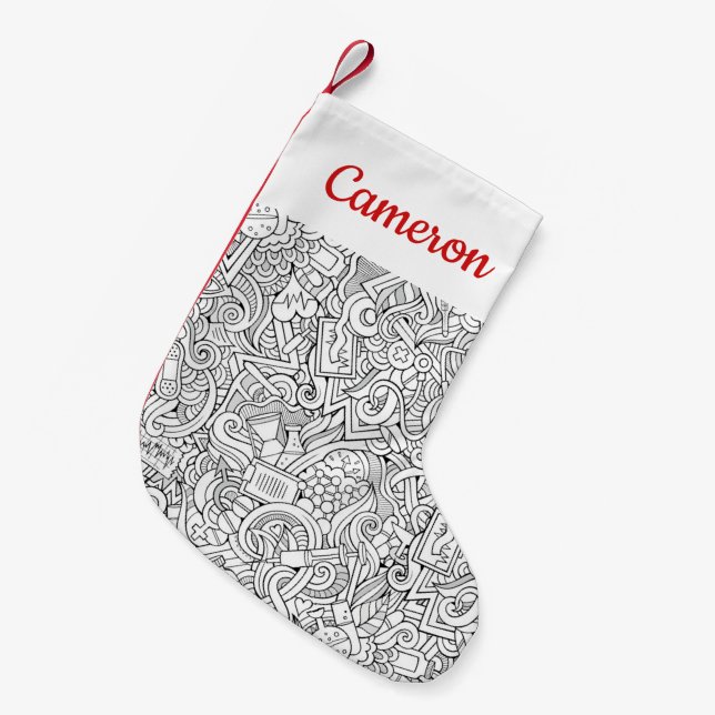 Add Your Name | Medical B&W Pattern Small Christmas Stocking (Front (Hanging))
