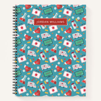 Add Your Name | Medical Icon Pattern Notebook