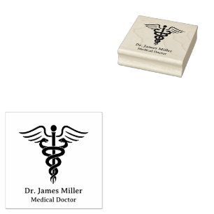 Add Your Name Medical Symbol Doctor Nurse Custom Rubber Stamp