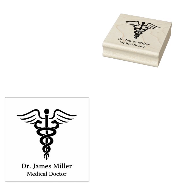 Add Your Name Medical Symbol Doctor Nurse Custom   Rubber Stamp (Stamped)