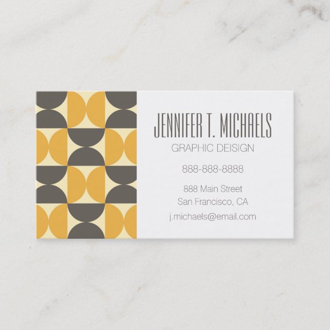 Add Your Name | Mid-Century Modern Brown & Gold Business Card (Front)