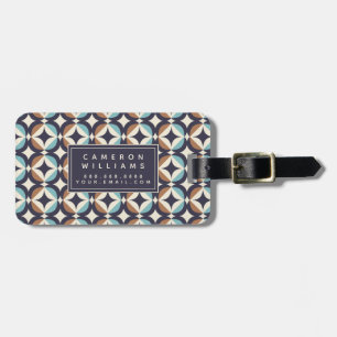 Add Your Name   Mid-Century Modern Brown & Teal Luggage Tag