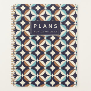 Add Your Name Mid-Century Modern Brown & Teal Planner