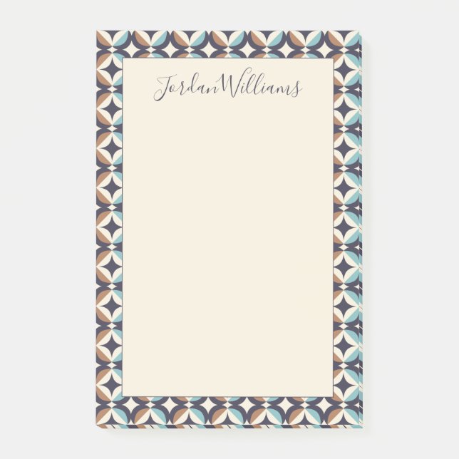 Add Your Name | Mid-Century Modern Brown & Teal Post-it Notes (Front)