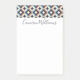Add Your Name   Mid-Century Modern Brown & Teal Post-it Notes