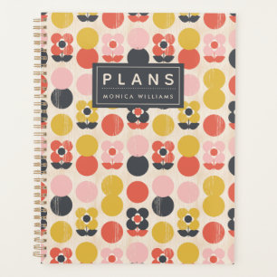 Add Your Name Mid-Century Modern Flower Pattern Planner