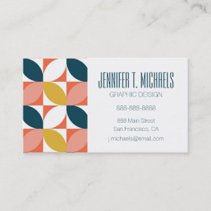 Add Your Name Mid-Century Modern Leaf Pattern Business Card
