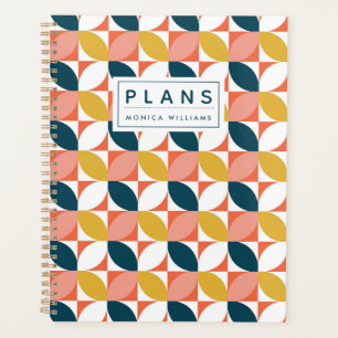 Add Your Name Mid-Century Modern Leaf Pattern Planner