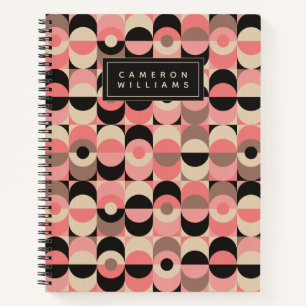 Add Your Name Mid-Century Modern Pink Pattern Notebook