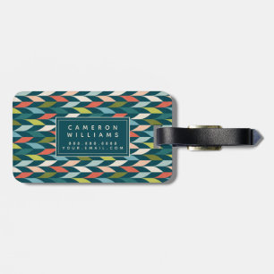 Add Your Name   Mid-Century Modern Teal & Coral Luggage Tag