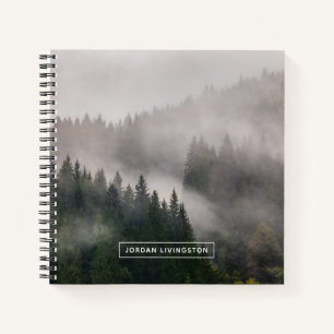 Add Your Name   Misty Forest in the Mountains Notebook