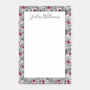 Add Your Name   Modern Lipstick Lips B&W Pattern Post-it Notes
