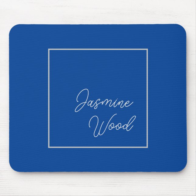 Add Your Name Modern Minimalist Blue Mouse Pad (Front)
