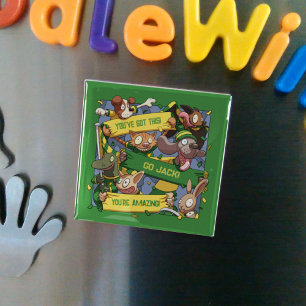 Add Your Name Motivational Animal Fans Cartoon Magnet