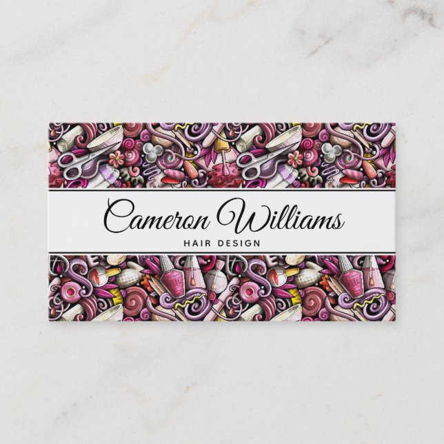 Add Your Name | Nail Studio Pattern Business Card (Front)
