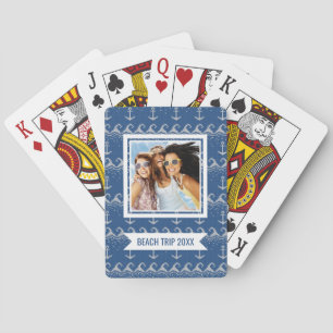 Add Your Name Nautical Knit Pattern Playing Cards