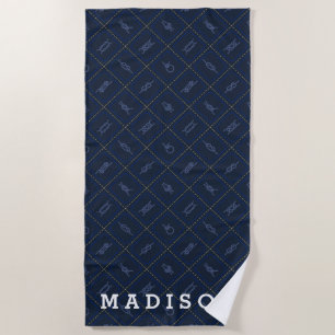 Add Your Name   Nautical Rope Knot Pattern Beach Towel