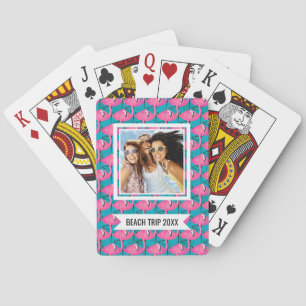 Add Your Name   Neon Flamingos Playing Cards