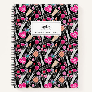 Add Your Name   Neon Makeup Pattern Notebook