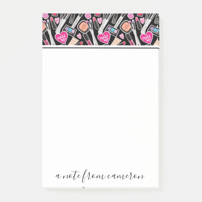 Add Your Name | Neon Makeup Pattern Post-it Notes (Front)