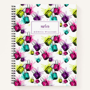 Add Your Name   Neon Nail Polish Pattern Notebook