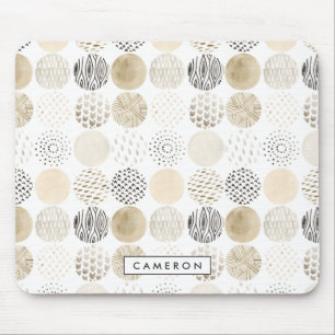 Add Your Name   Neutral Abstract Circle Pattern Mouse Pad