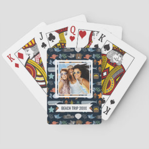 Add Your Name Ocean Inhabitants Pattern Playing Cards