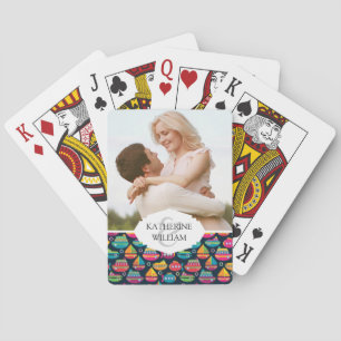 Add Your Name Ocean Transportation Pattern Playing Cards