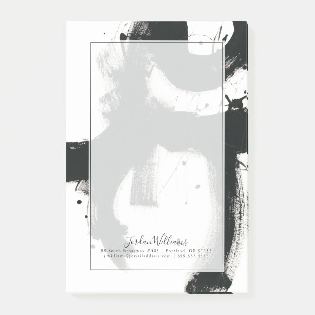 Add Your Name | Onyx Gesture - Black Paint Strokes Post-it Notes (Front)