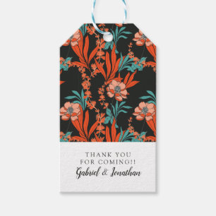 Add Your Name Orange Abstract Floral Gift Tags