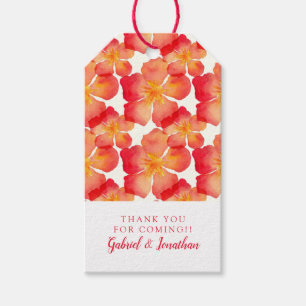Add Your Name Orange Oleander Floral Pattern Gift Tags