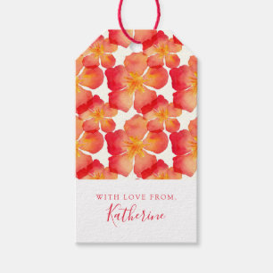 Add Your Name Orange Oleander Floral Pattern Gift Tags