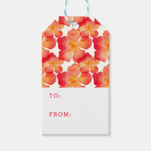Add Your Name Orange Oleander Floral Pattern Gift Tags