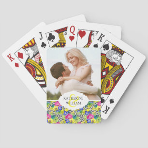 Add Your Name Orchid Begonia And Palm Leaves Playing Cards