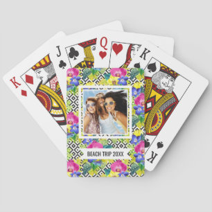 Add Your Name Orchid Begonia And Palm Leaves Playing Cards