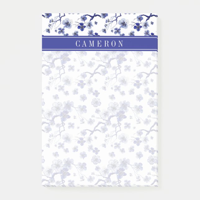 Add Your Name | Oriental Sakura Branch Pattern Post-it Notes (Front)