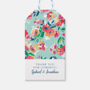 Add Your Name   Painted Flowers Pattern Gift Tags