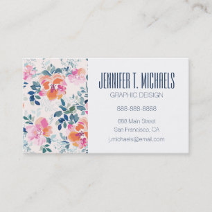 Add Your Name   Painted Roses Pattern Business Card