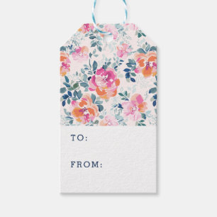 Add Your Name   Painted Roses Pattern Gift Tags