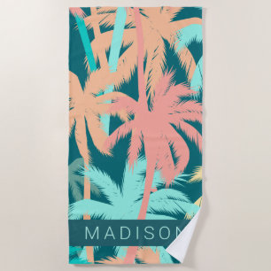 Add Your Name   Palm Tree Tropics Beach Towel