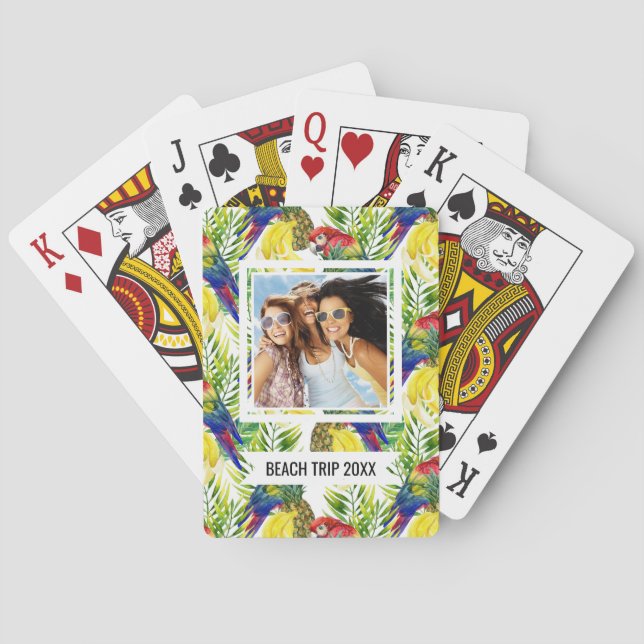 Add Your Name | Parrots And Tropical Fruit Playing Cards (Back)