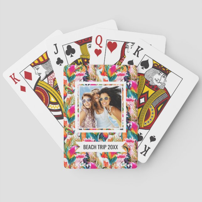 Add Your Name | Parrots & Palm Leaves Playing Cards (Back)