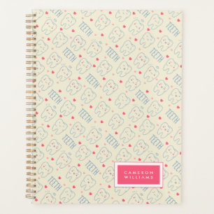 Add Your Name Pastel Happy Teeth Pattern Planner