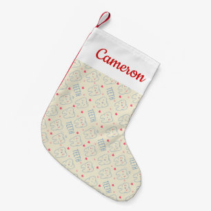 Add Your Name Pastel Happy Teeth Pattern Small Christmas Stocking