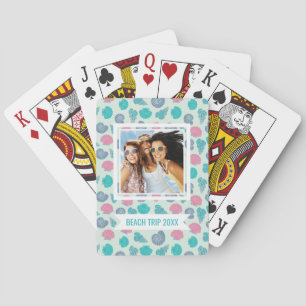 Add Your Name Pastel Seashell Pattern Playing Cards