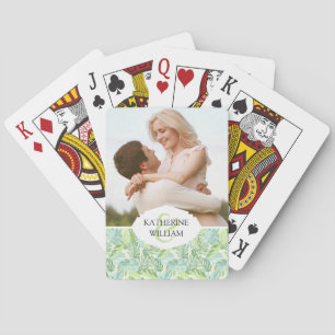 Add Your Name Pastel Tropical Palm Leaves Playing Cards